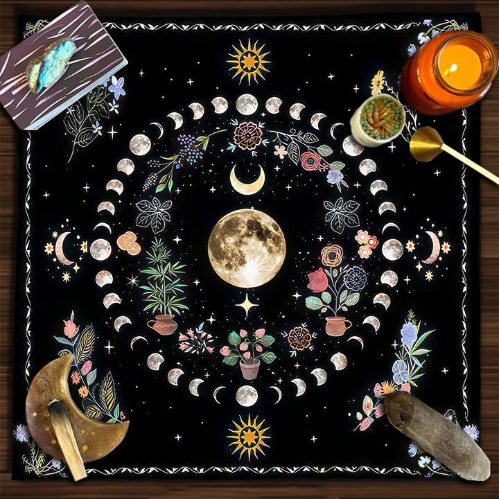 Moon Phase Floral Altar Cloth