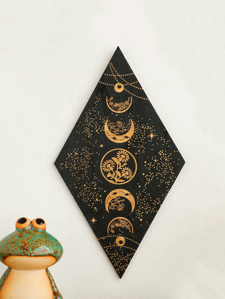 Moon Phase Flower Wood Plaques
