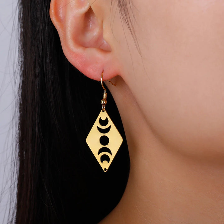 Moon Phase Gold Earrings