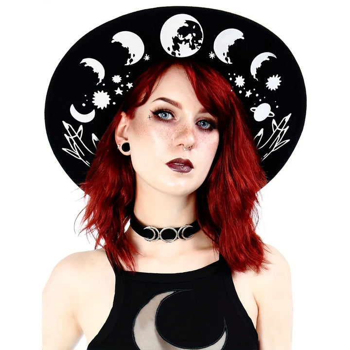 Moon Phase Hands Fedora Hat