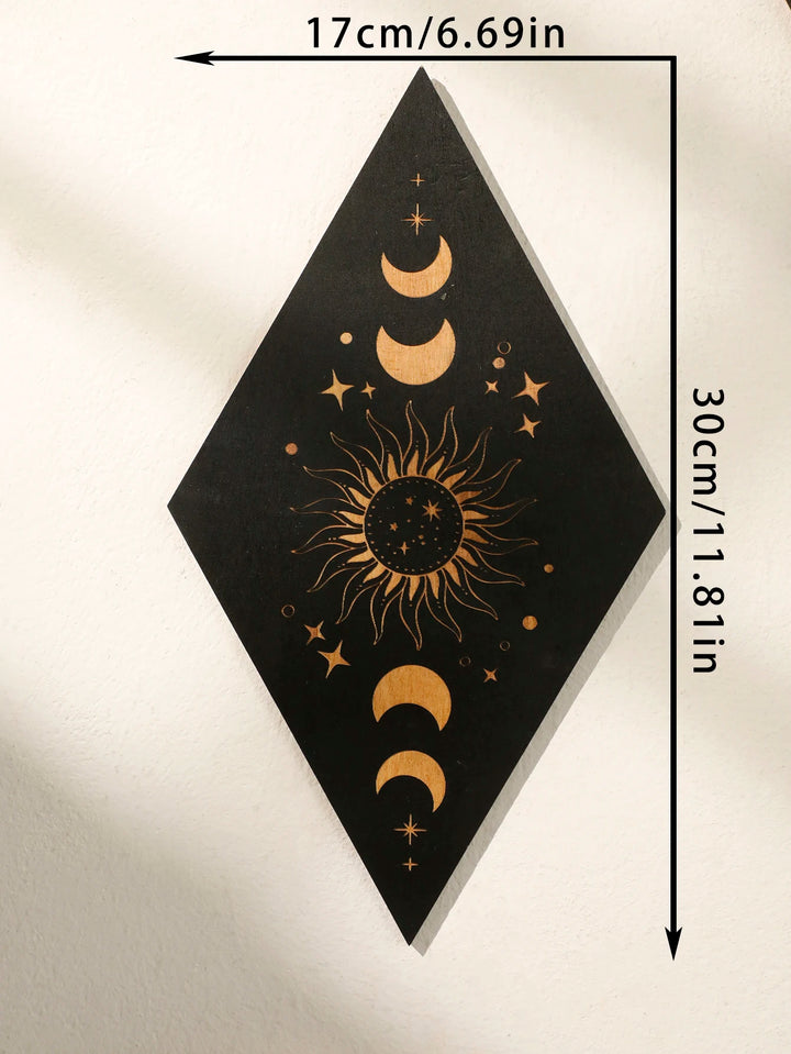 Moon Phase Sun Wood Wall Plaque