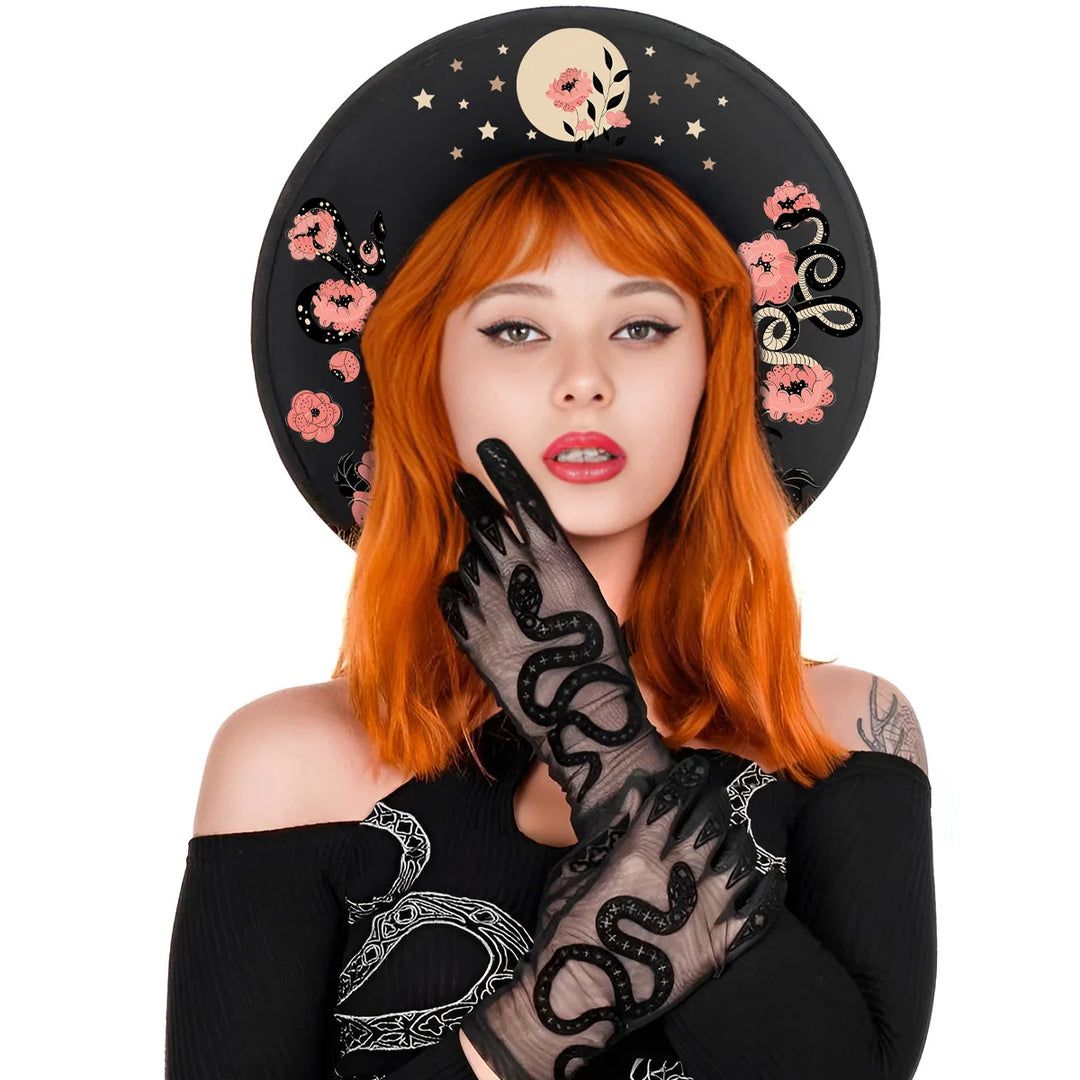 Moon Snake Floral Fedora Hat