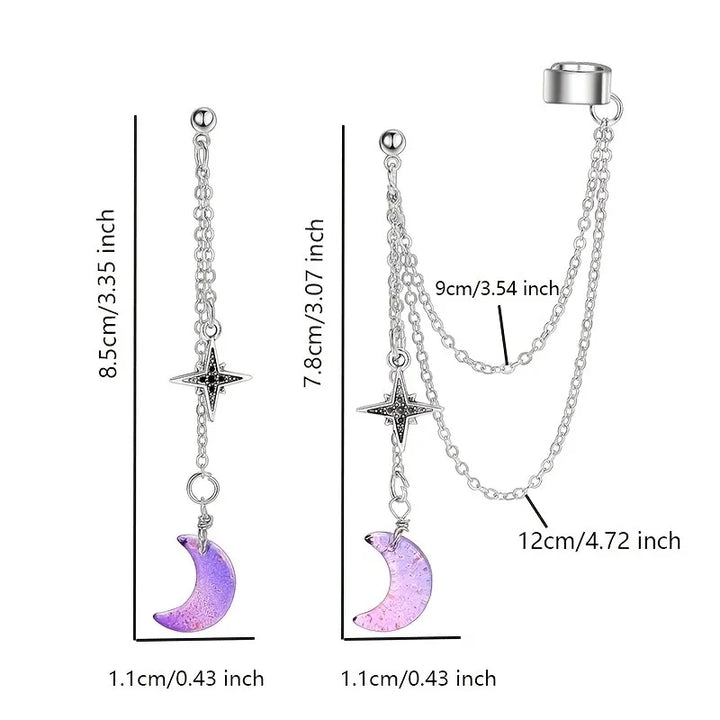 Moon Star Chain Earrings