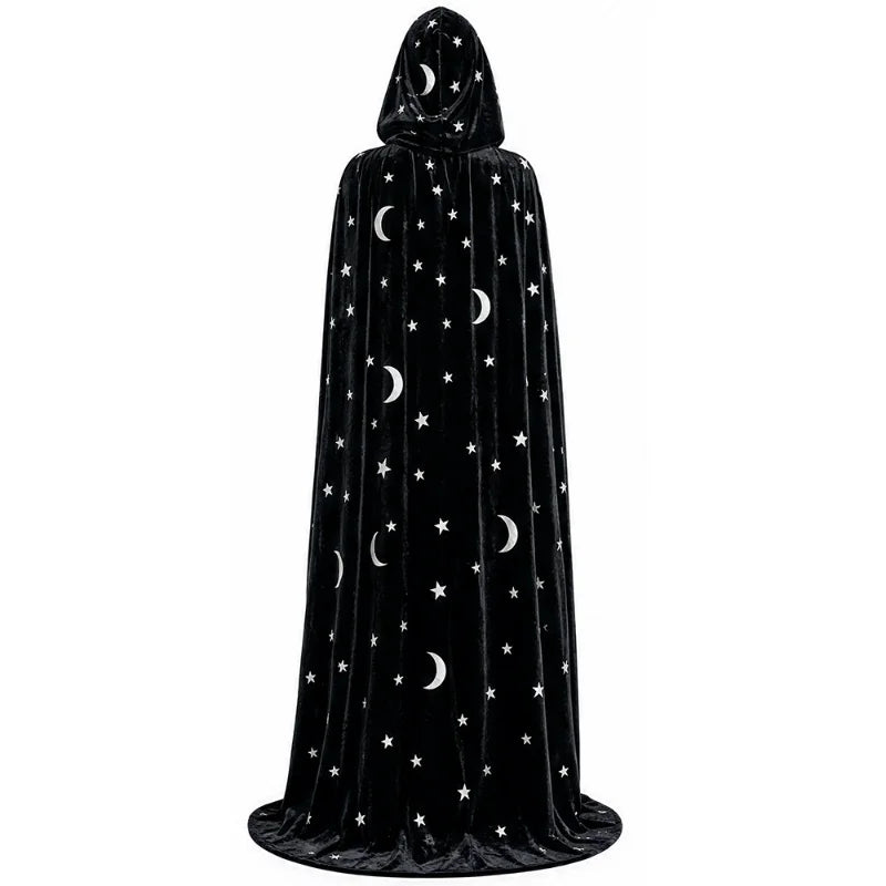 Moon & Star Velvet Cloak - Black