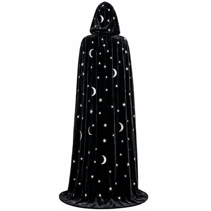Moon & Star Velvet Cloak - Black