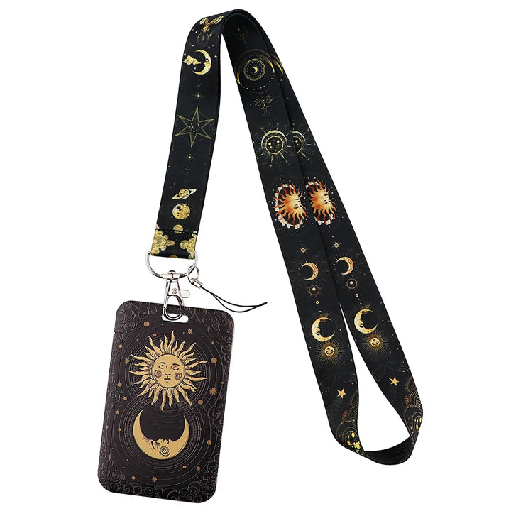 Moon and Sun Witchy Lanyard Key Ring Badge