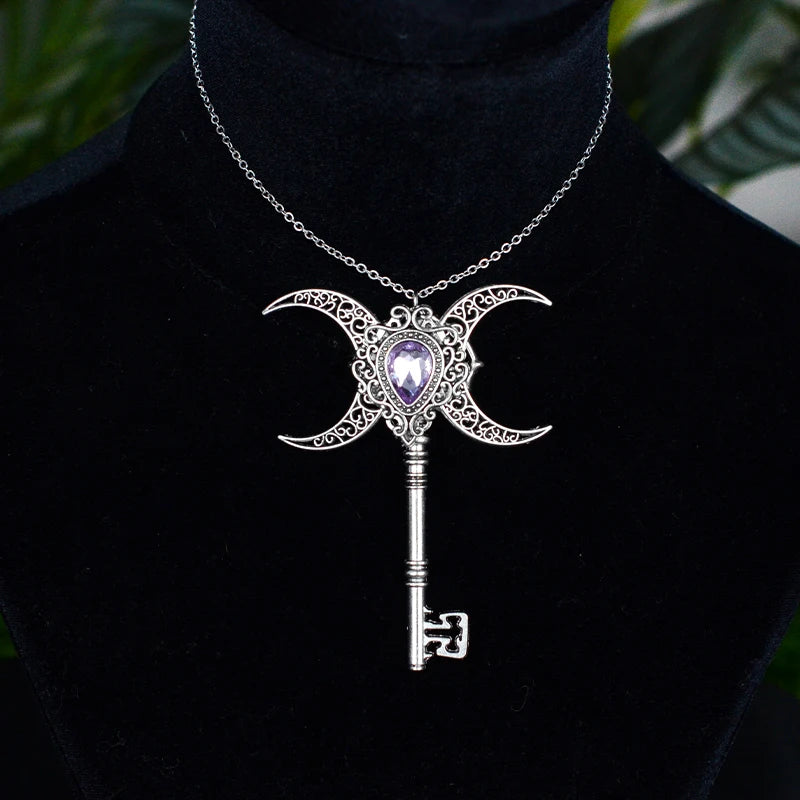 Moons Crystal Key Necklace