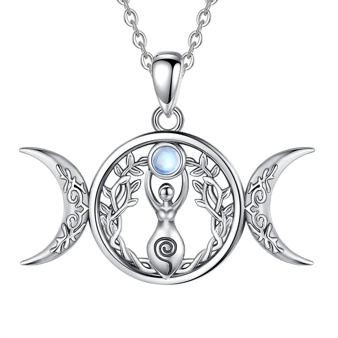 Moonstone Goddess 925 Sterling Silver Necklace