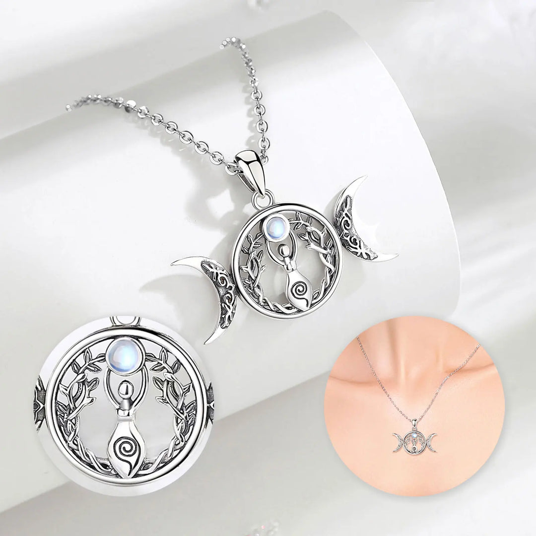 Moonstone Goddess Sterling Silver Necklace