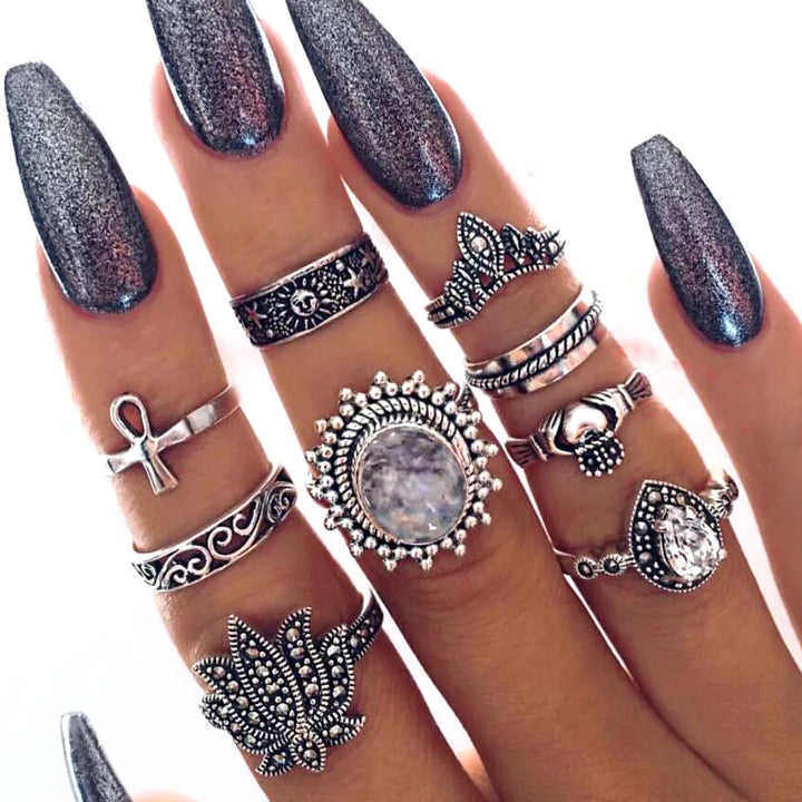 Moonstone Hippie Cute Boho Ring Set