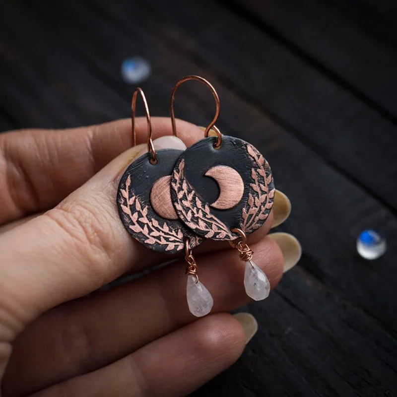 Moonstone Moon Earrings