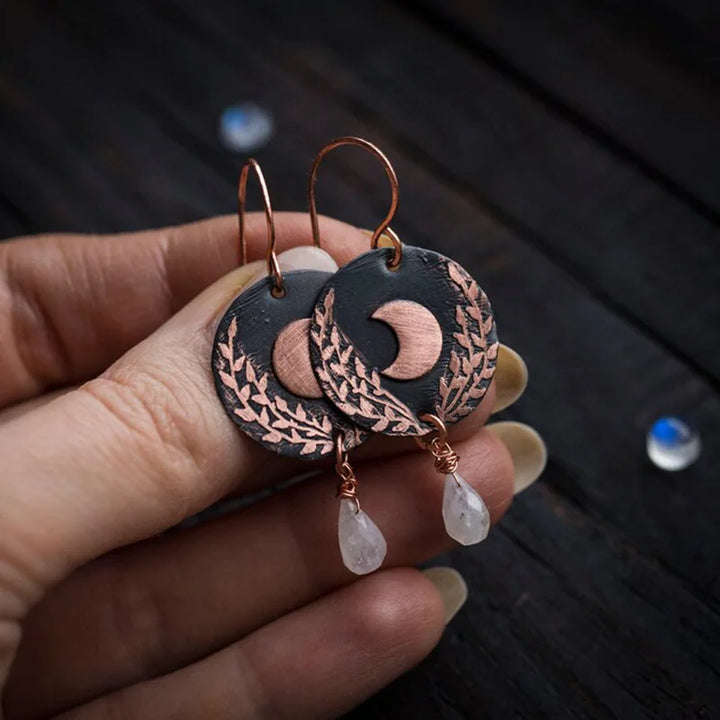 Moonstone Moon Earrings