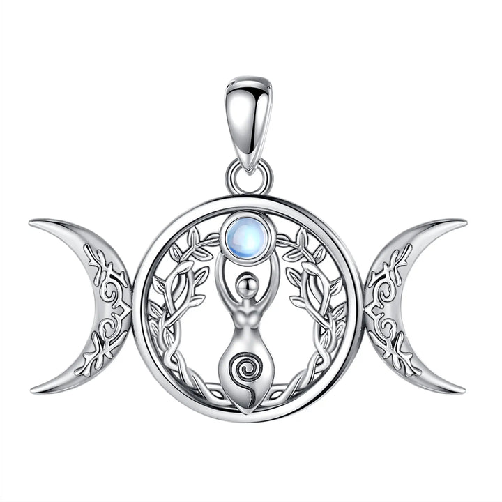 Moonstone Pagan Goddess Sterling Silver Necklace
