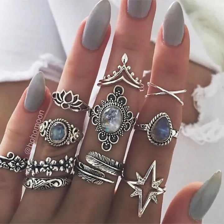 Moonstone Trendy Ring Set