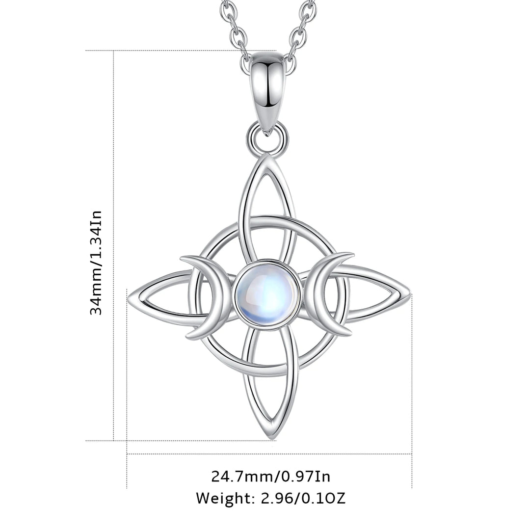 Moonstone Triple Moon Knot Sterling Silver Necklaces