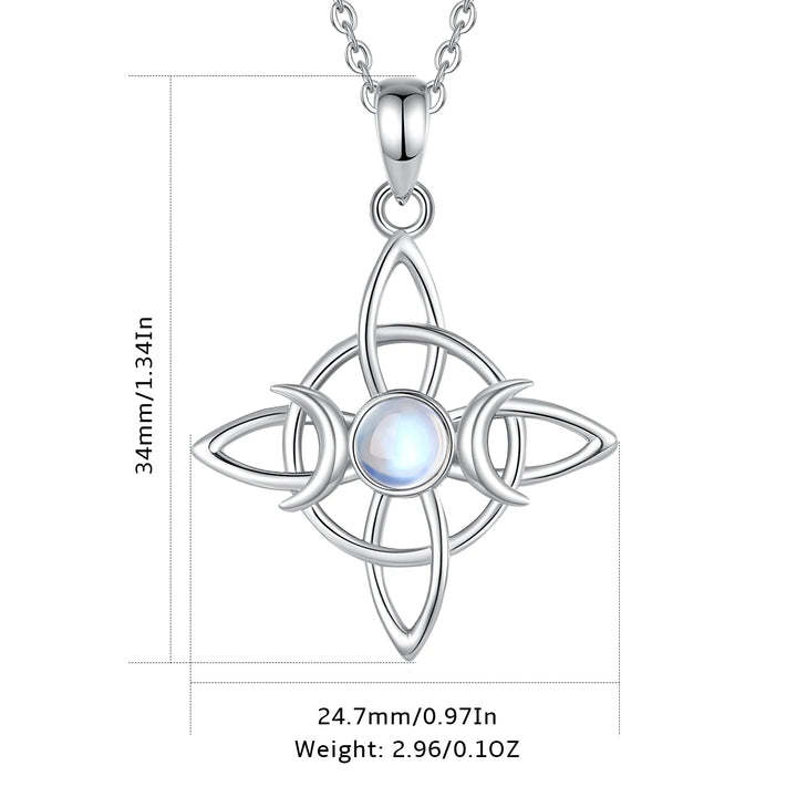 Moonstone Triple Moon Knot Sterling Silver Necklaces