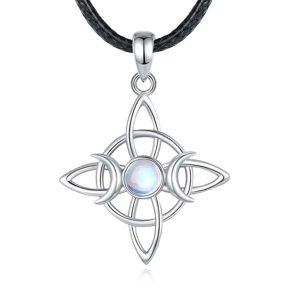 Moonstone Triple Moon Sterling Silver Necklace