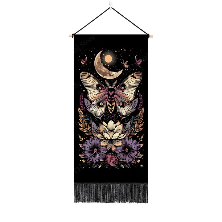 Moth Floral Moon Wall Banner