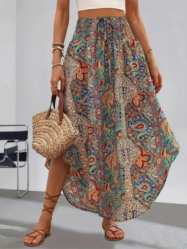 Multi Color Boho Floral Skirt