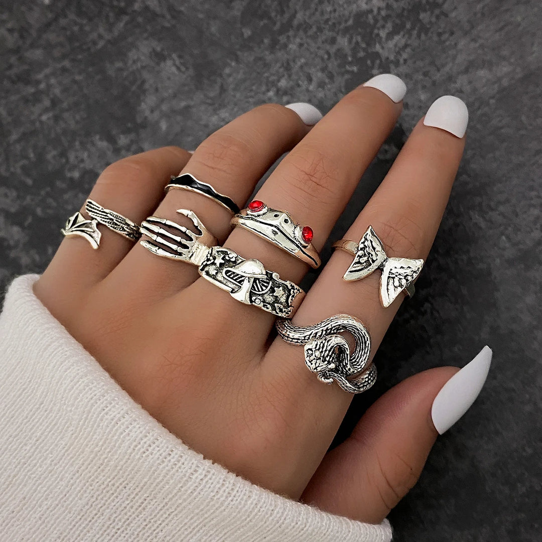 Mushroom Snake Ring Set
