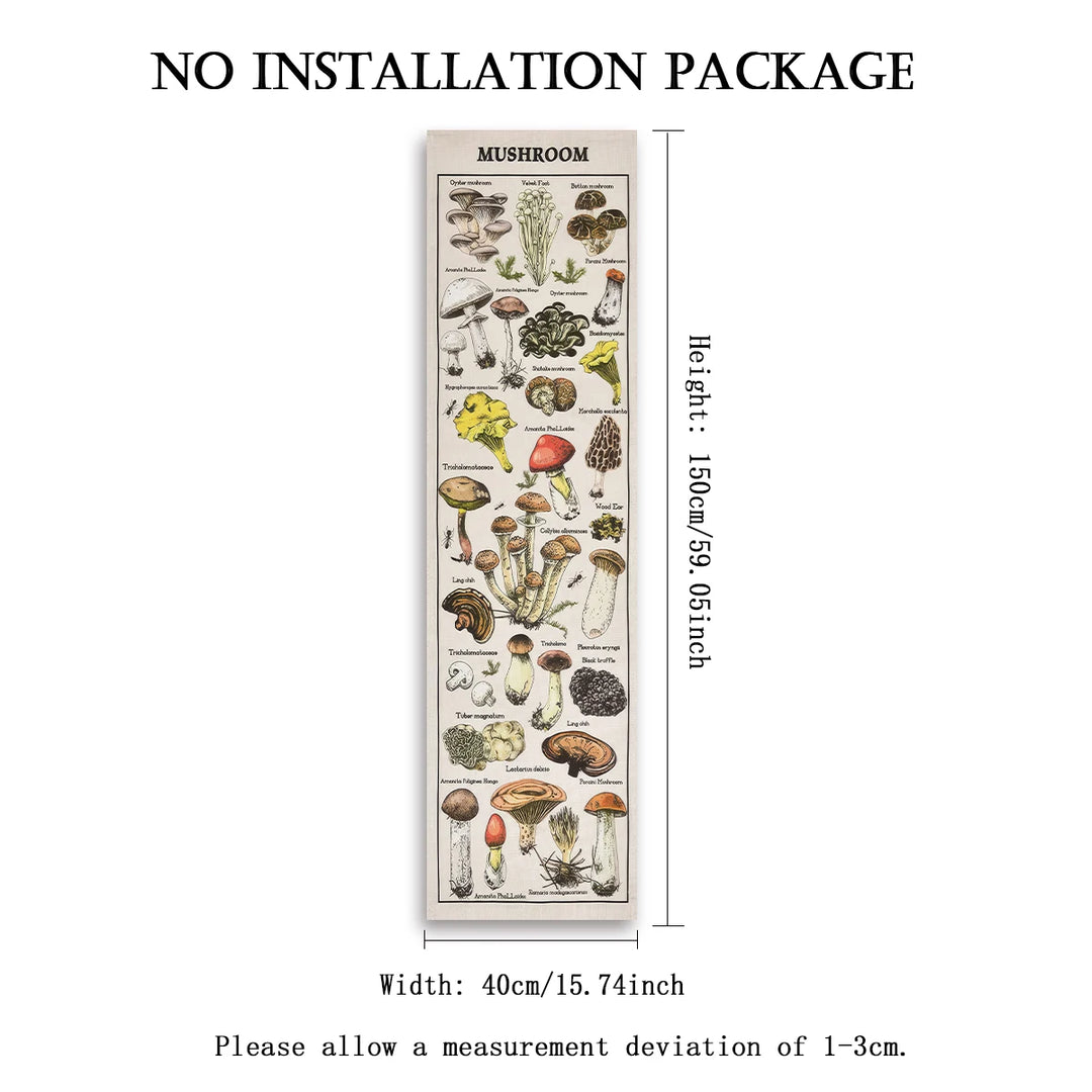 Mushrooms Boho Wall White Banner Tapestry