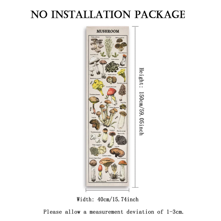 Mushrooms Boho Wall White Banner Tapestry