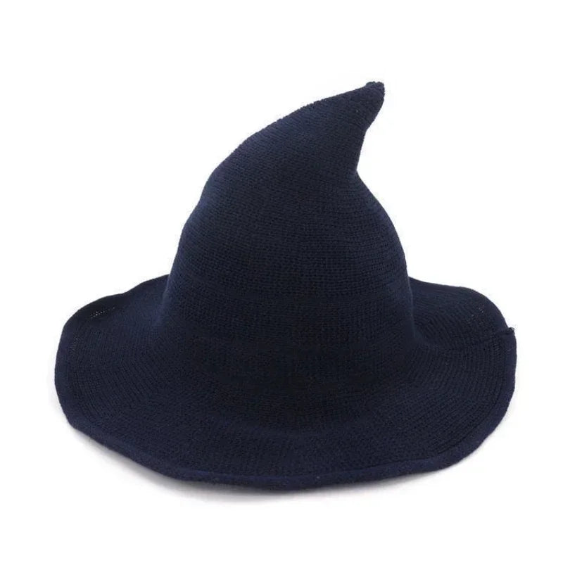 Navy Blue Wool Witch Hat