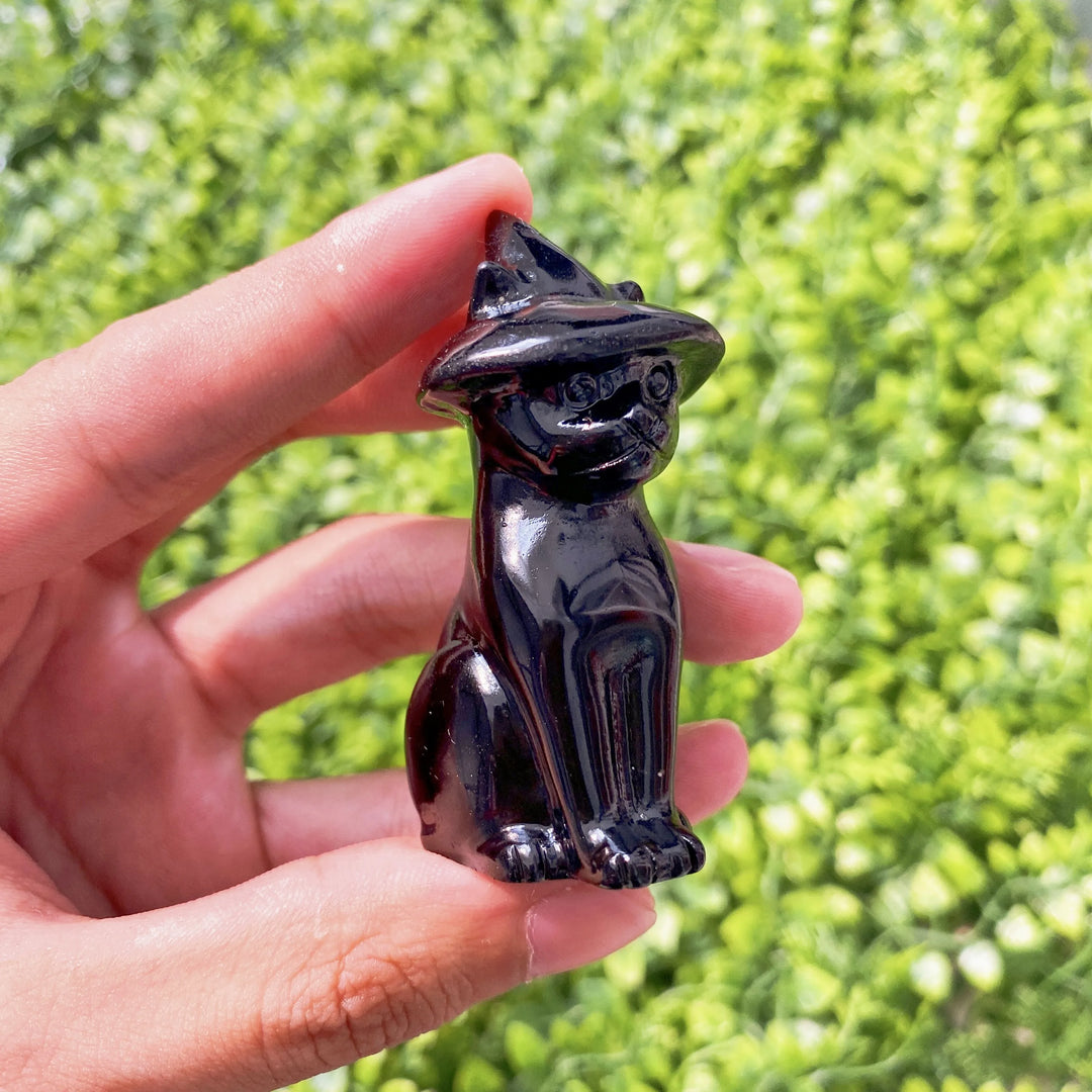 Obsidian Cat Statue