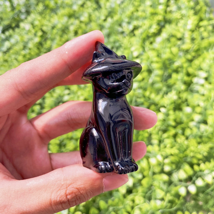 Obsidian Cat Statue
