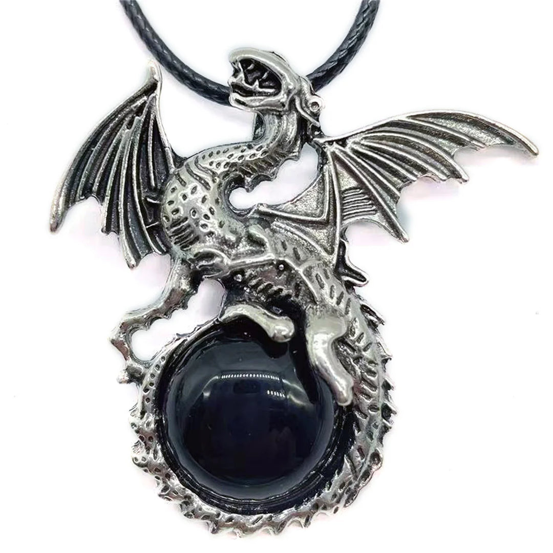 Obsidian Crystal Dragon Necklaces
