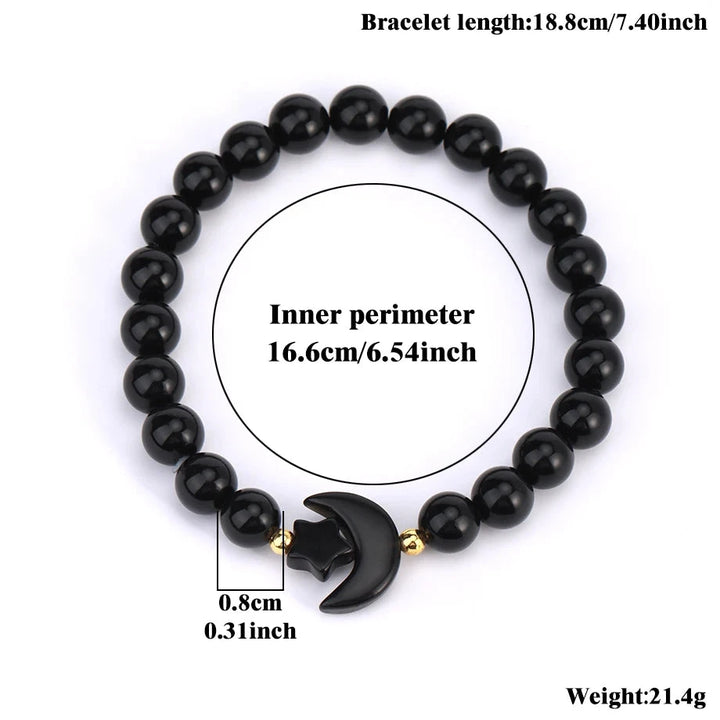Obsidian Moon Beaded Bracelet