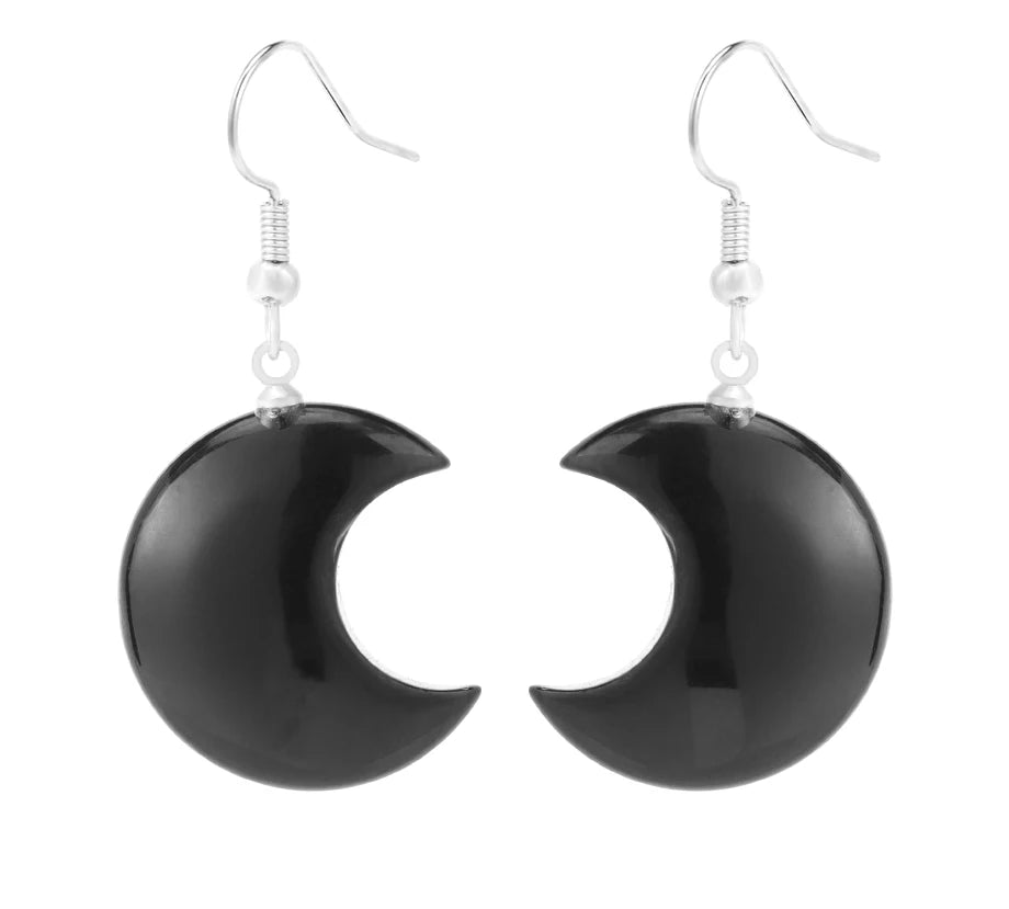 Obsidian Moon Earrings