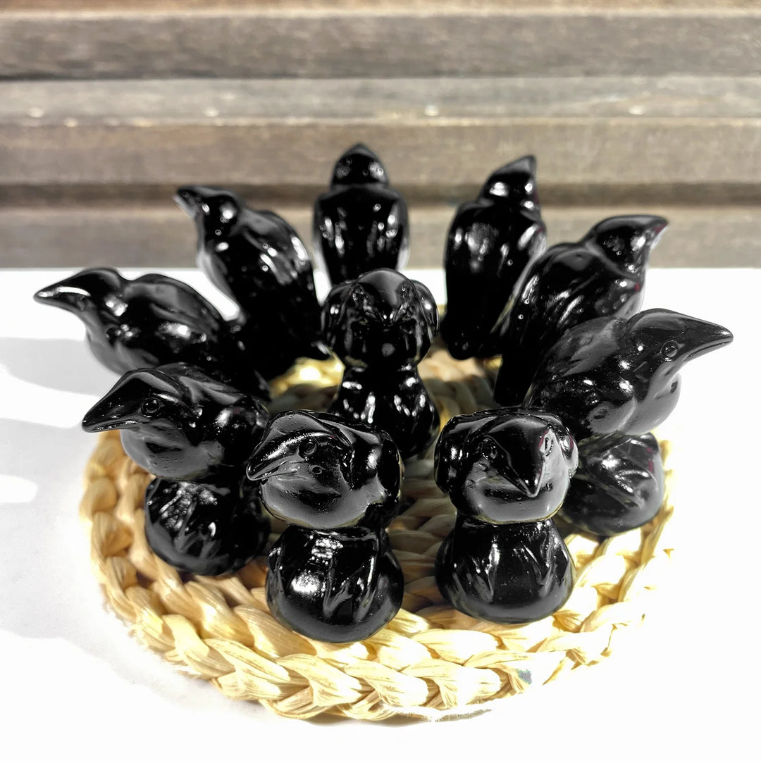 Obsidian Raven Statues