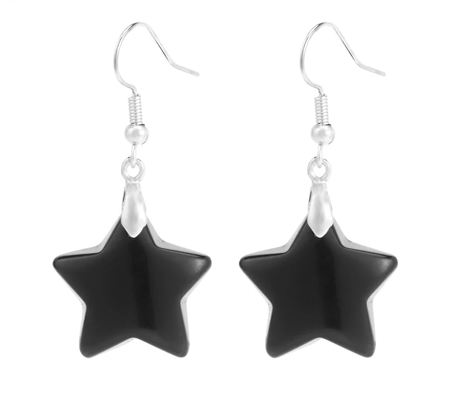 Obsidian Star Earrings