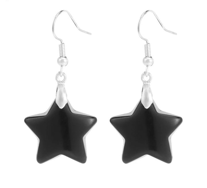 Obsidian Star Earrings