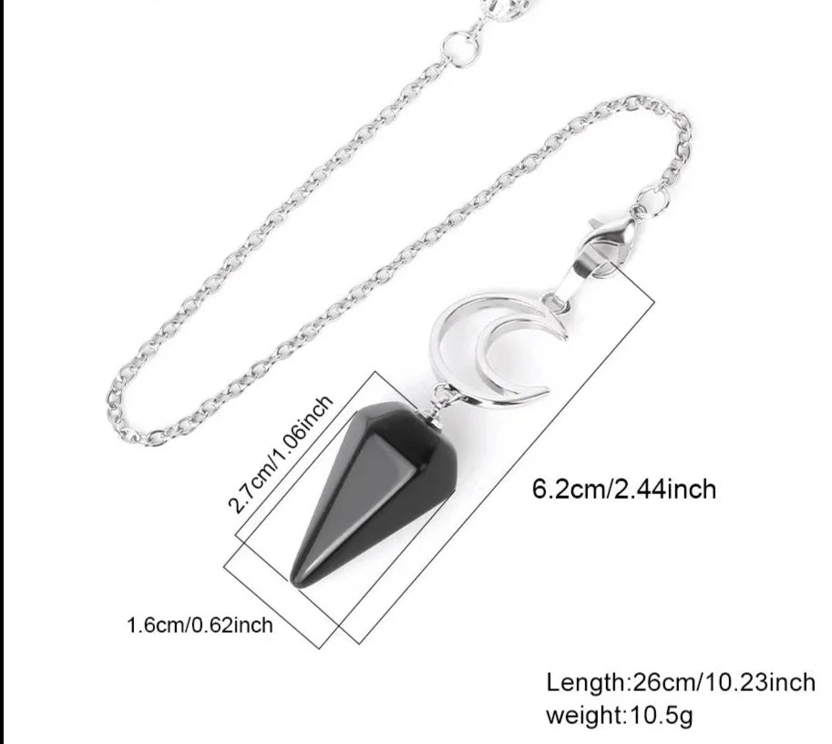 Onyx Crystal Crescent Moon Pendulums