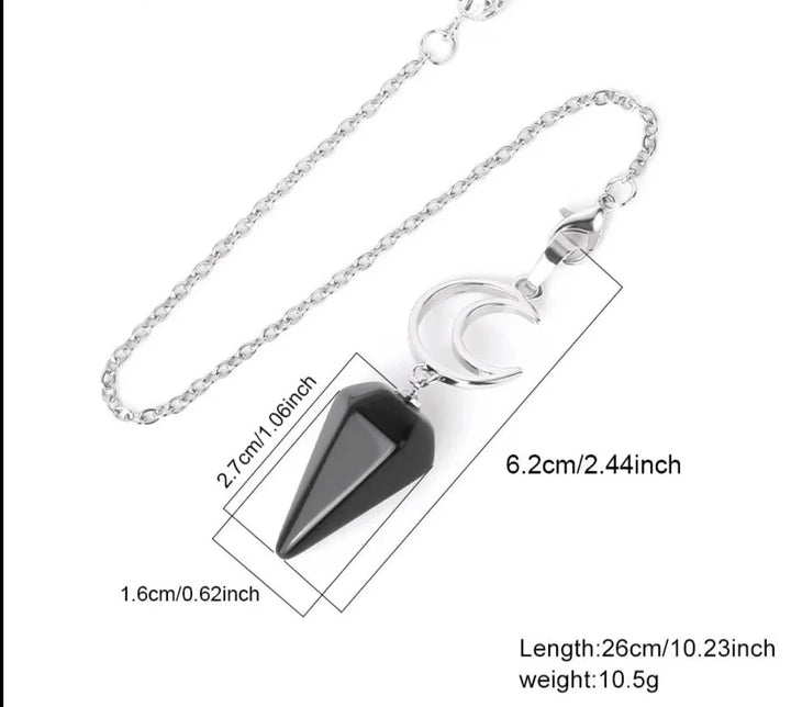 Onyx Crystal Crescent Moon Pendulums