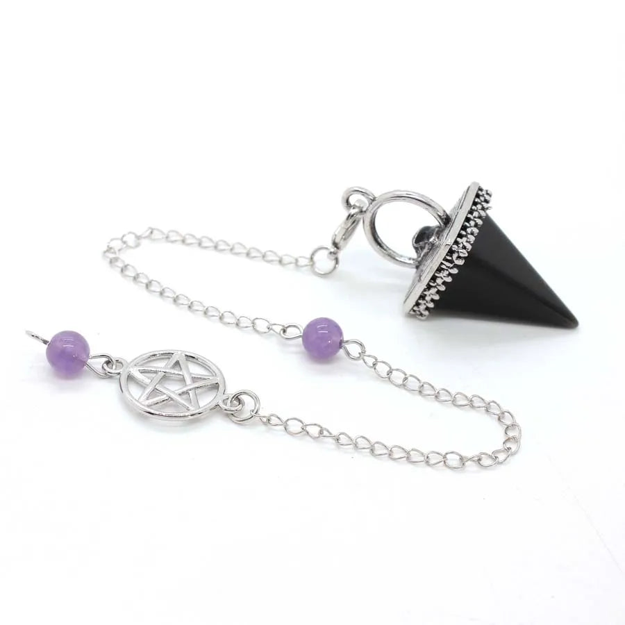 Black Agate Pentacle Pyramid Pendulums