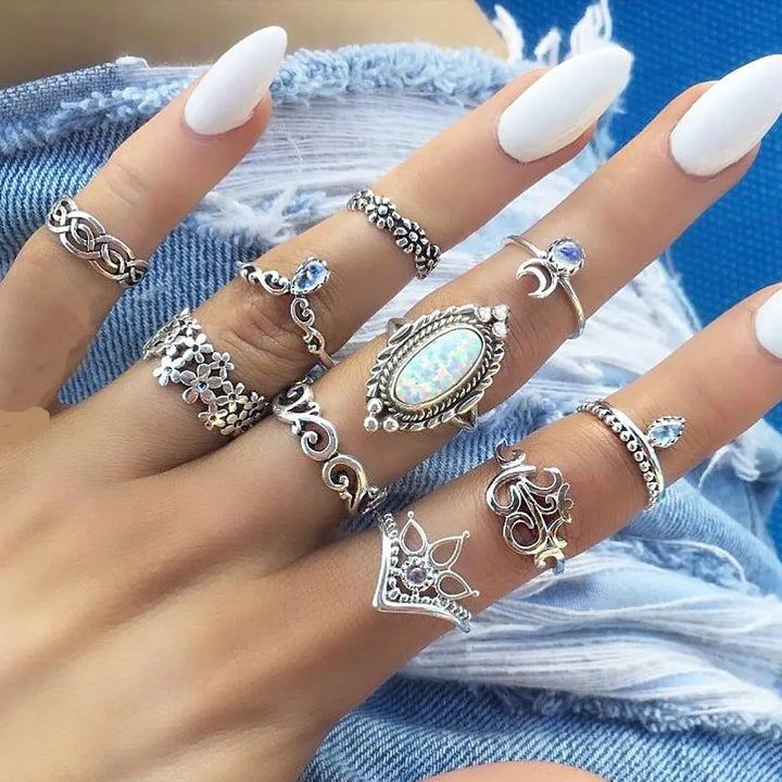 Opalite Boho Ring Set
