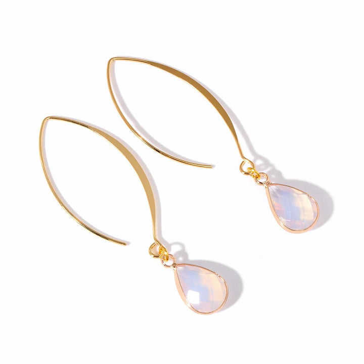 Opalite Faceted Teardrop Gold Earrings