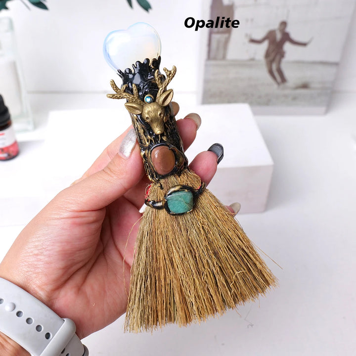 Opalite Heart Witch Broom