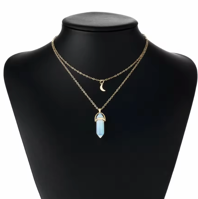 Opalite Moon Gold Necklace