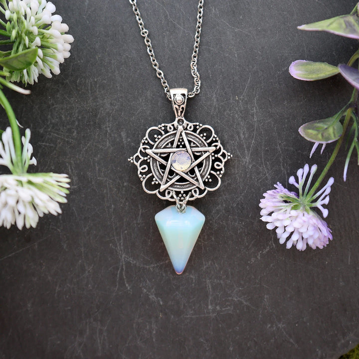 Opalite Pentacle Pendulum Necklaces