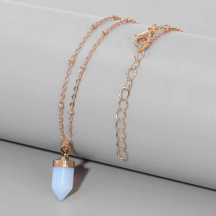Opalite Point Gold Pendant Necklaces