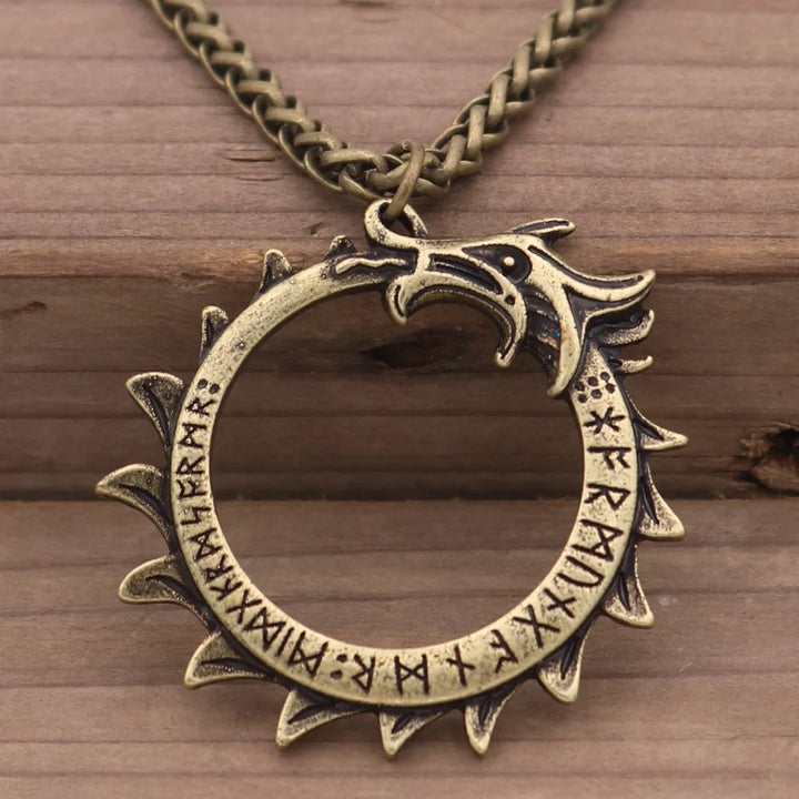 Ouroboros Dragon Brass Necklace