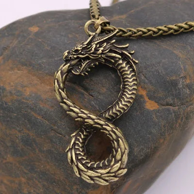 Ouroboros Dragon Brass Necklace