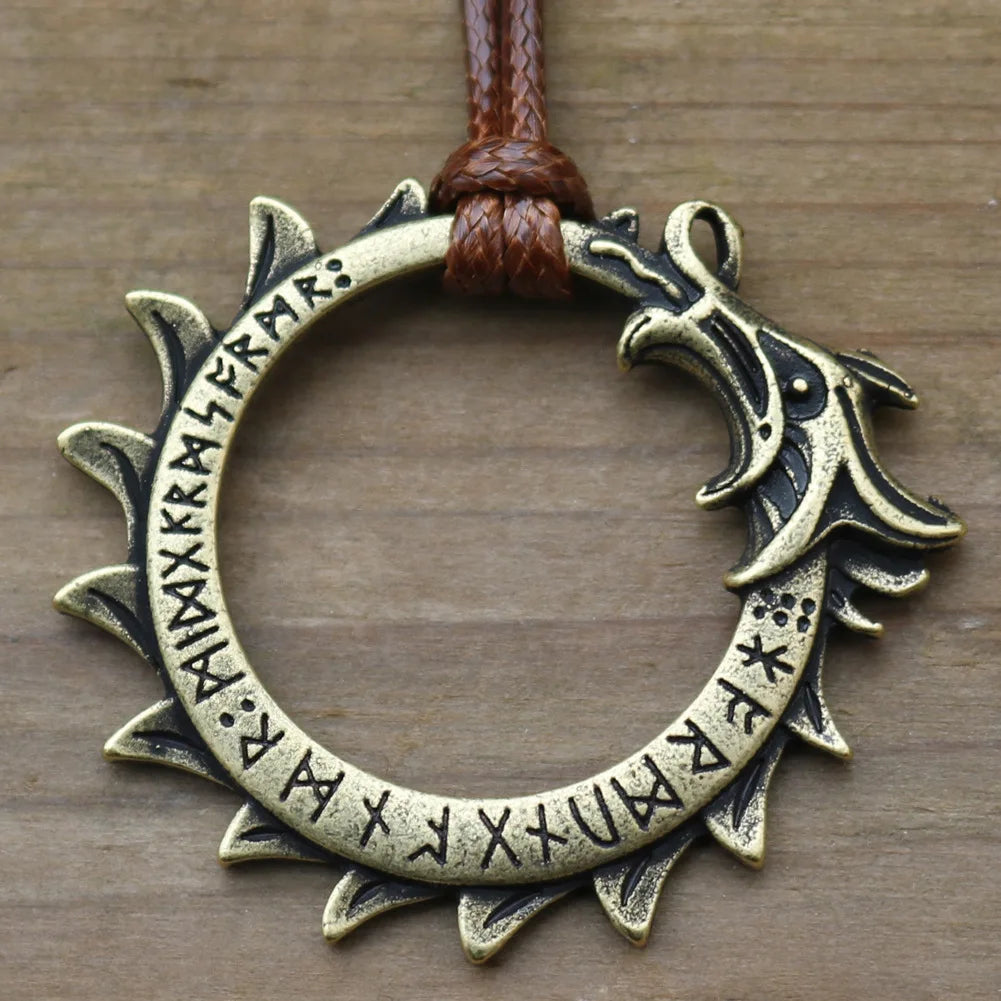 Ouroboros Dragon Brass Rope Necklace