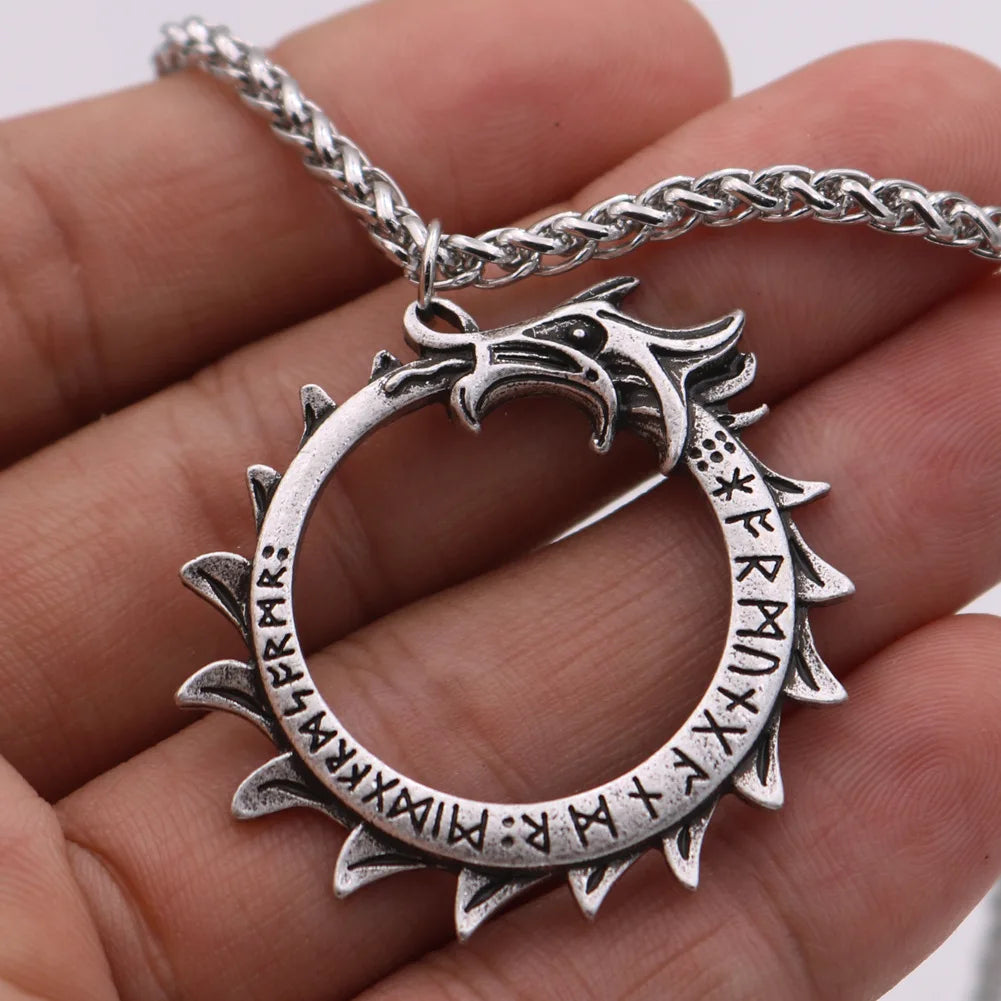 Ouroboros Dragon Silver Necklace