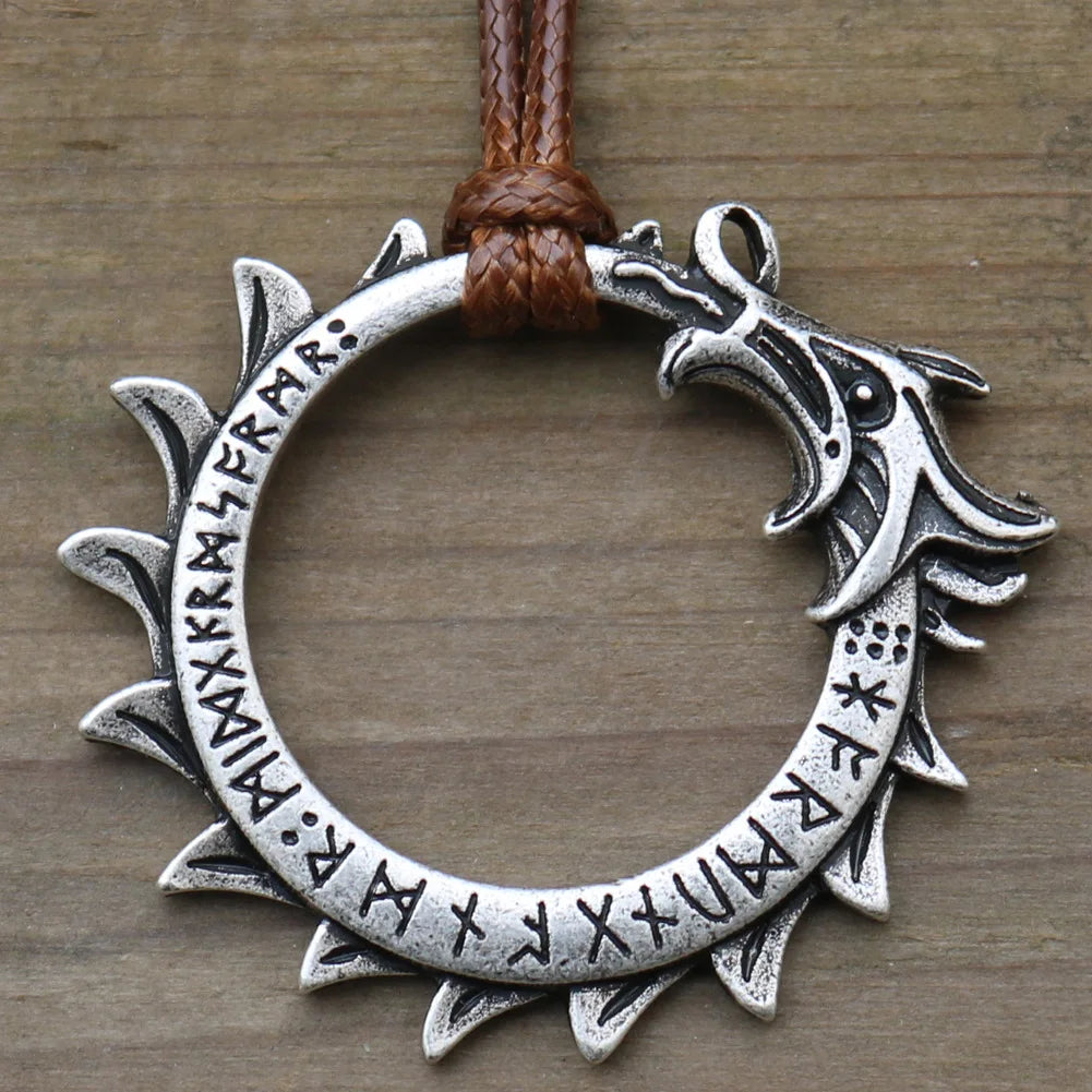 Ouroboros Dragon Silver Rope Necklace