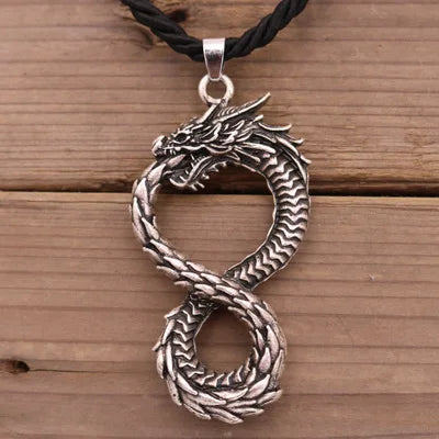 Ouroboros Dragon Silver Rope Necklaces